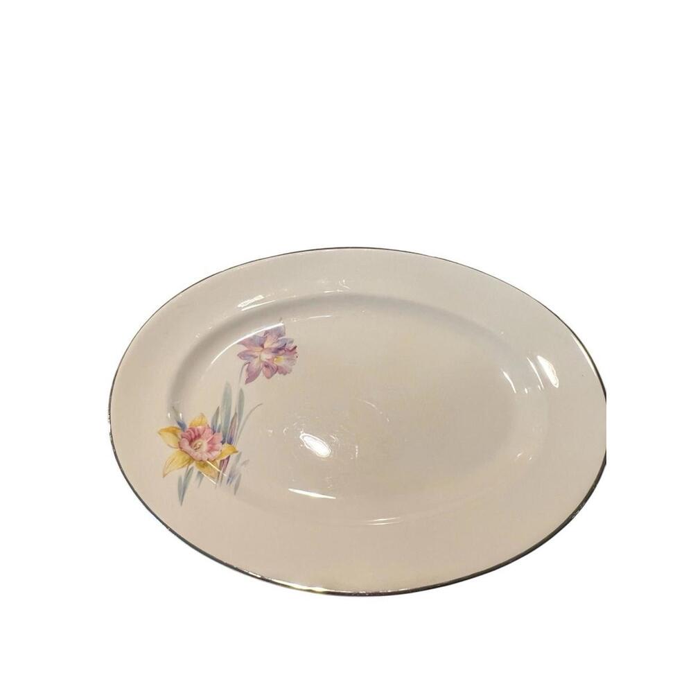 VTG 1940's Edgewood Chinaβ β "Tulip" Gold Rim Oval Platter - Made in U.S.A.